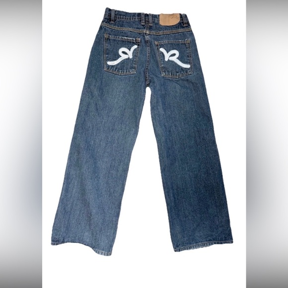 Rock & Republic Other - Rocawear Y2K Wide Leg Jeans Kids Size 10 Dark Wash Logo Denim